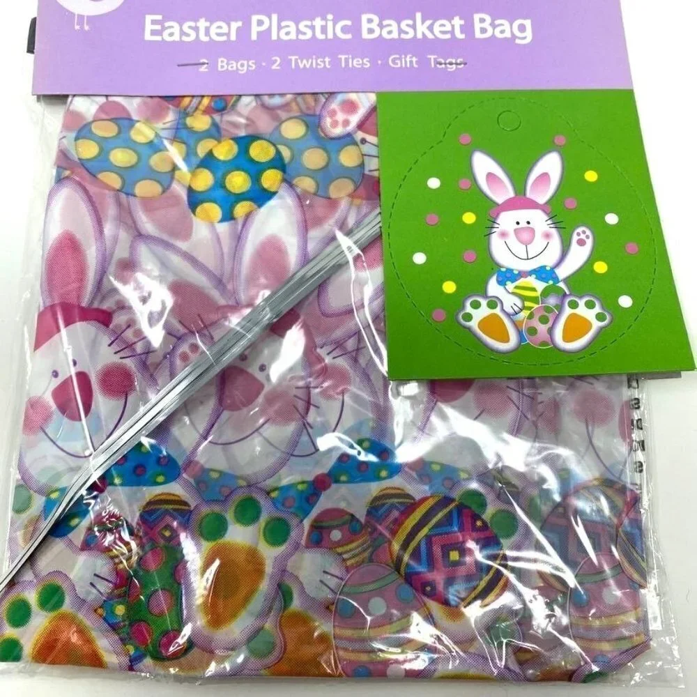 Vintage CVS Easter Basket Plastic Wrap Bags Gift Tags Presents